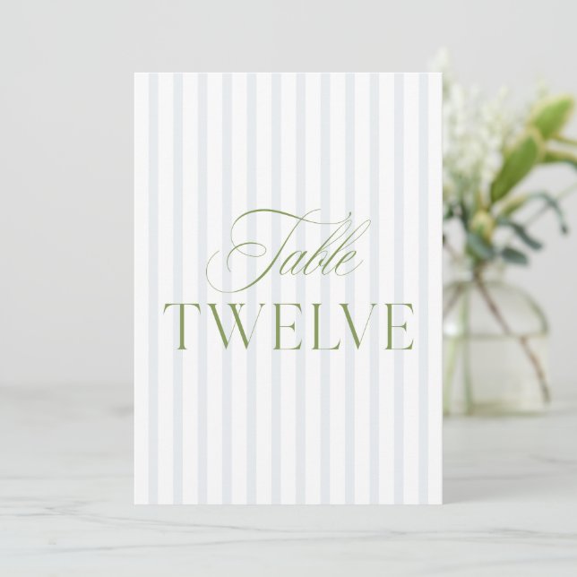 Convites Número da Tabela de Casamento Verde e Azul do Sage (Em pé/Frente)