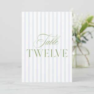 Convites Número da Tabela de Casamento Verde e Azul do Sage