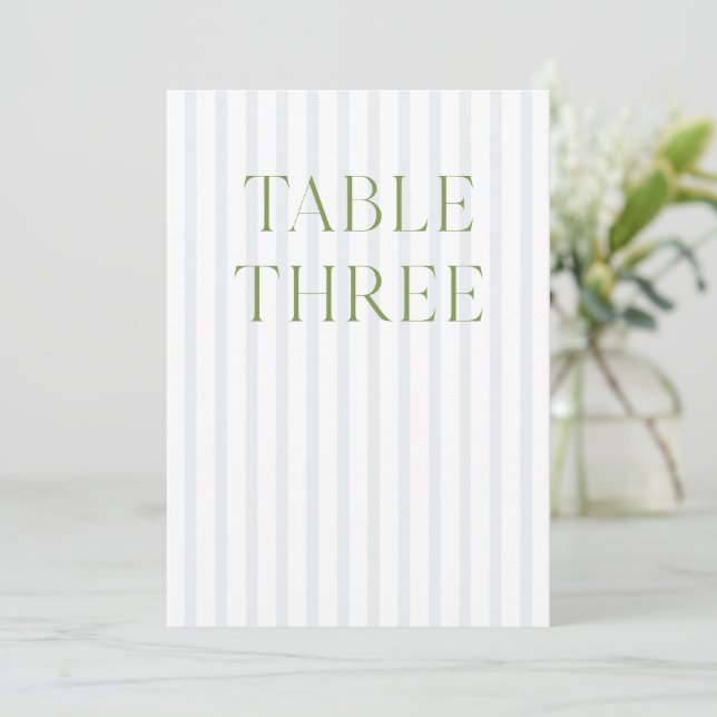 Convites Número da Tabela de Casamento Verde e Azul do Sage (Em pé/Frente)