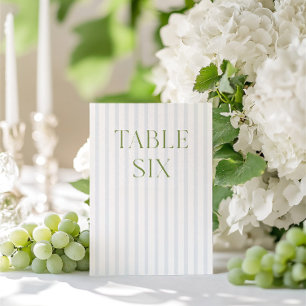 Convites Número da Tabela de Casamento Verde e Azul do Sage
