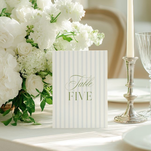 Convites Número da Tabela de Casamento Verde e Azul do Sage (Elegant Sage Green & Blue Wedding Table Number)
