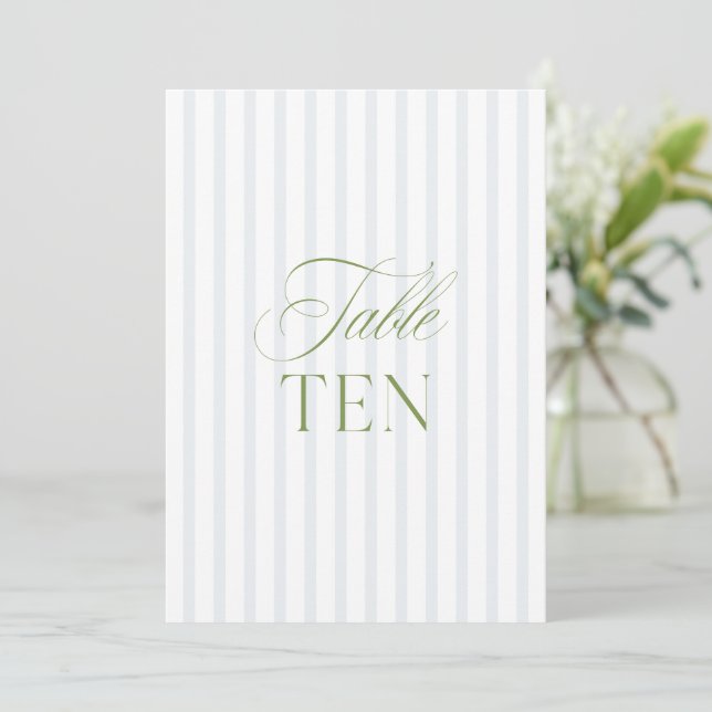 Convites Número da Tabela de Casamento Verde e Azul do Sage (Em pé/Frente)