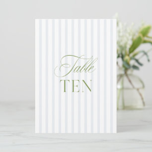 Convites Número da Tabela de Casamento Verde e Azul do Sage