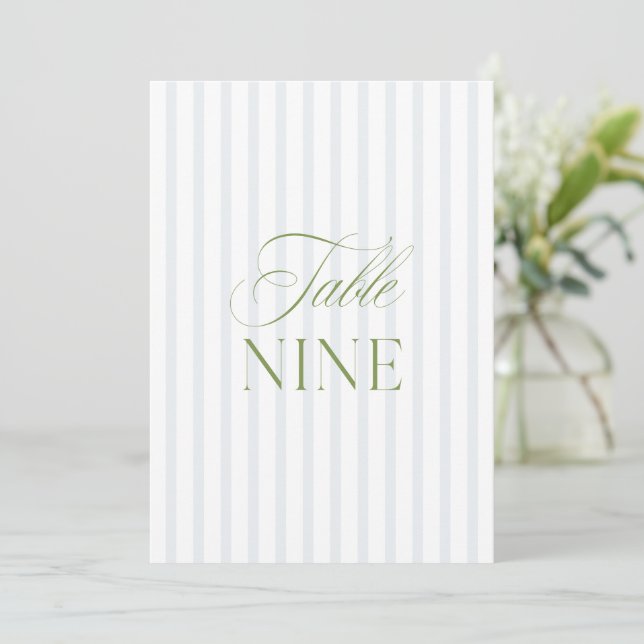 Convites Número da Tabela de Casamento Verde e Azul do Sage (Em pé/Frente)