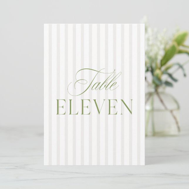Convites Número da Tabela de Casamento Verde e Beige do Sag (Em pé/Frente)