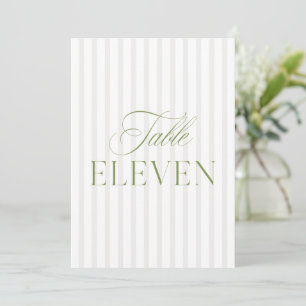 Convites Número da Tabela de Casamento Verde e Beige do Sag