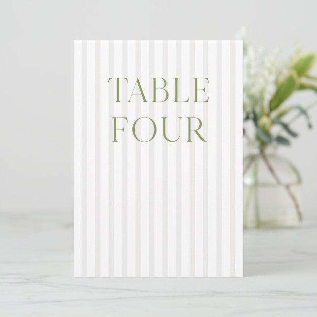 Convites Número da Tabela de Casamento Verde e Beige do Sag (Em pé/Frente)