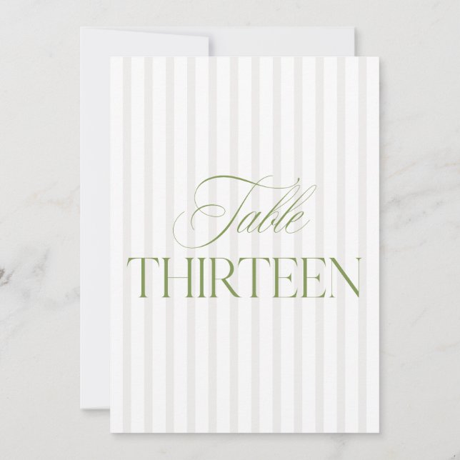 Convites Número da Tabela de Casamento Verde e Beige do Sag (Verso)