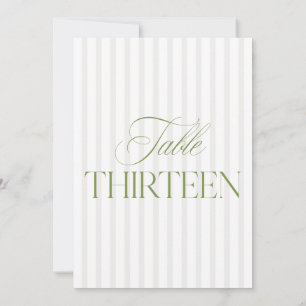 Convites Número da Tabela de Casamento Verde e Beige do Sag