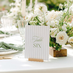 Convites Número da Tabela de Casamento Verde e Beige do Sag