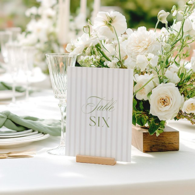 Convites Número da Tabela de Casamento Verde e Beige do Sag (Elegant Sage Green & Beige Wedding Table Number)