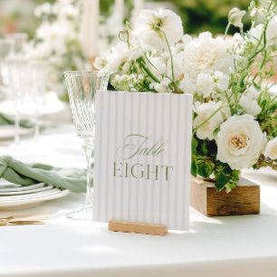 Convites Número da Tabela de Casamento Verde e Beige do Sag