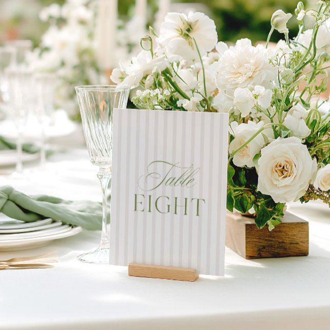 Convites Número da Tabela de Casamento Verde e Beige do Sag (Elegant Sage Green & Beige Wedding Table Number)