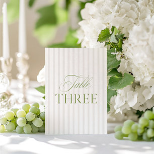 Convites Número da Tabela de Casamento Verde e Beige do Sag