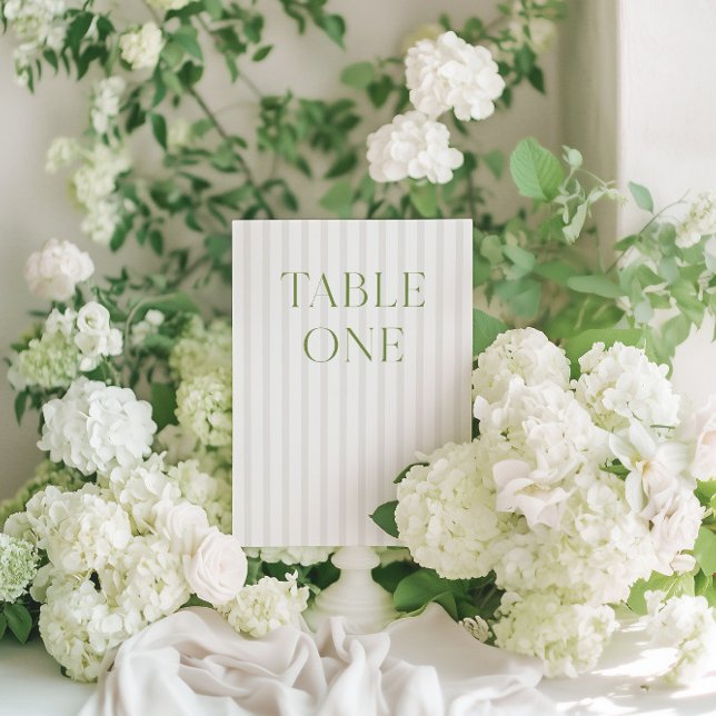 Convites Número da Tabela de Casamento Verde e Beige do Sag (Classic Sage Green & Beige Wedding Table Number)