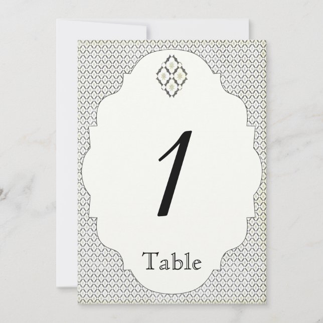 Convites Número da Tabela de Casamentos de Creme Negro Vint (Frente)