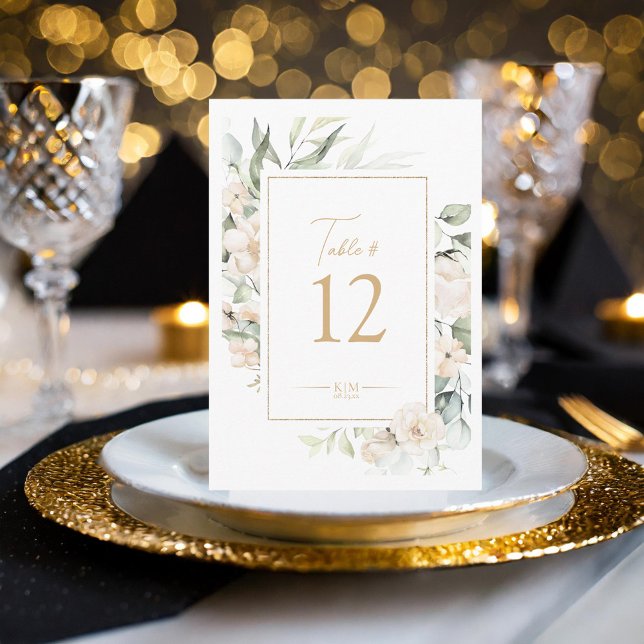 Convites Número da Tabela de Elegância Floral Pearl Blush I (Criador carregado)