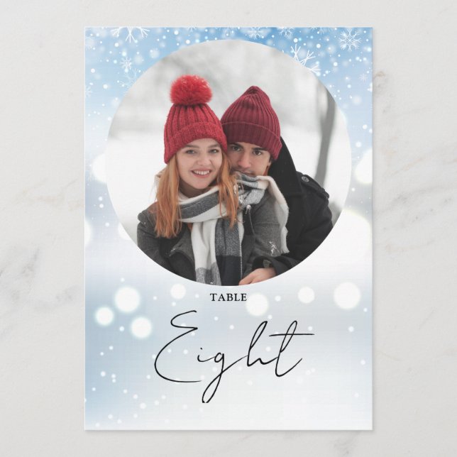 Convites Número da Tabela de Flocos de Neve de inverno de S (Frente)