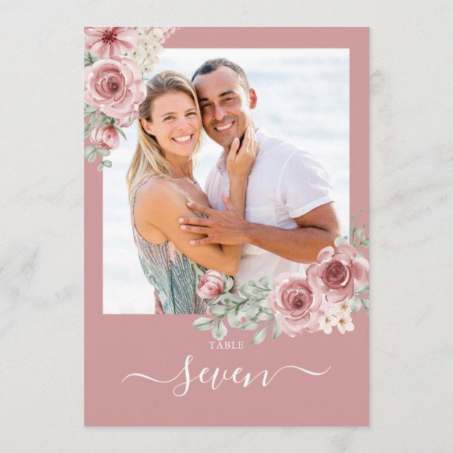 Convites Número da Tabela de Fotografias de Rosas Florais D (Verso)