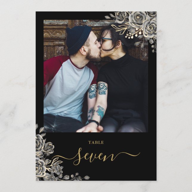 Convites Número da Tabela de Fotografias de Rosas Florais G (Frente)