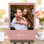 Convites Número da Tabela de Fotografias de Script Elegante<br><div class="desc">Estes elegantes números de mesas de fotos de frente dupla com um guião de rosa empoeirado são perfeitos para todas as celebrações. Projetado por Thisnotme©</div>