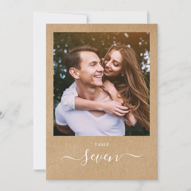 Convites Número da Tabela de Fotografias do Script Elegante (Frente)