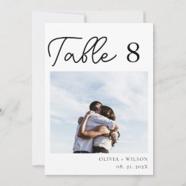 Convites Número da Tabela de Fotos de Casamento Floral Roxo