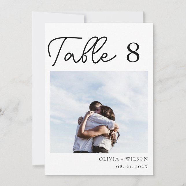 Convites Número da Tabela de Fotos de Casamento Floral Roxo (Frente)