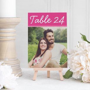 Convites Número da Tabela de Fotos de Casamento Rosa Quent