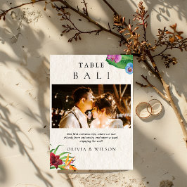 Convites Número da Tabela de Fotos de Casamento Tropical Wa