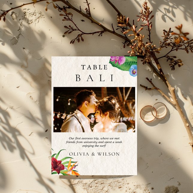 Convites Número da Tabela de Fotos de Casamento Tropical Wa (Criador carregado)