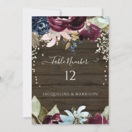Convites Número da Tabela de Luzes Russas Florais do Marinh