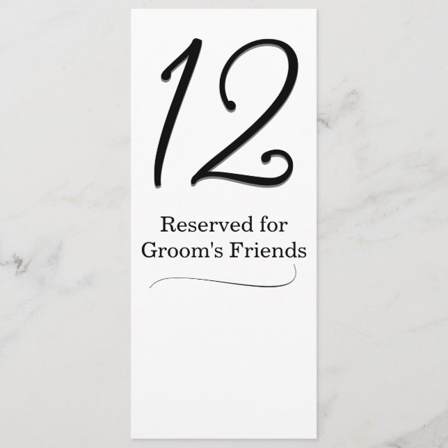 Convites Número da Tabela de recepções de casamento (Frente)