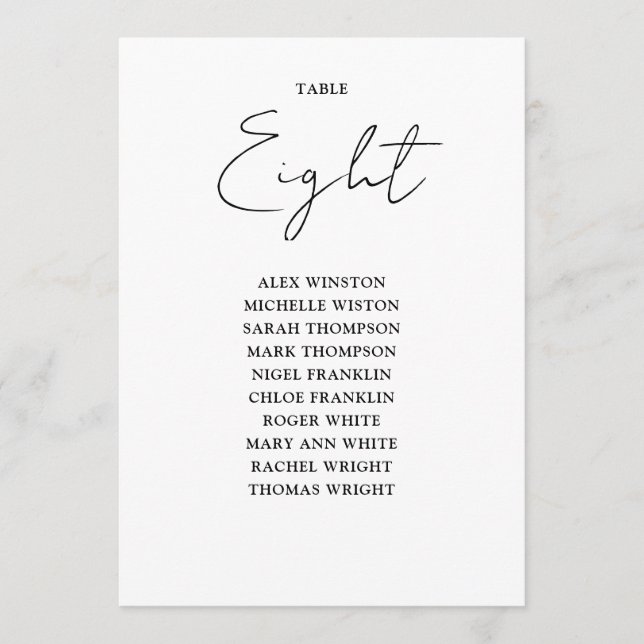 Convites Número da Tabela do Gráfico de Assentos Chic Preto (Frente)