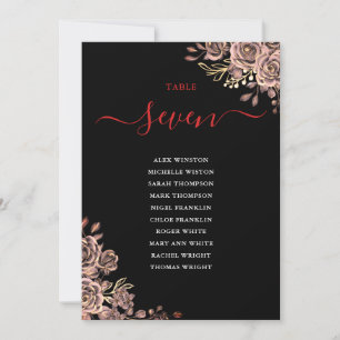 Convites Número da Tabela do Plano de Rosas Florais Góticos