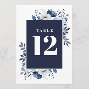 Convites Número da Tabela Floral do País Elegante Azul-mari
