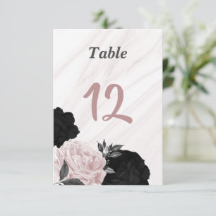 Convites Número da tabela floral romeno preto e rosa