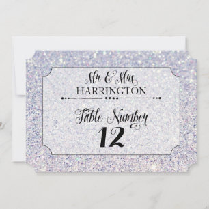 Convites Número da Tabela Glitter Azul Sr. & Sra. Modern Fa