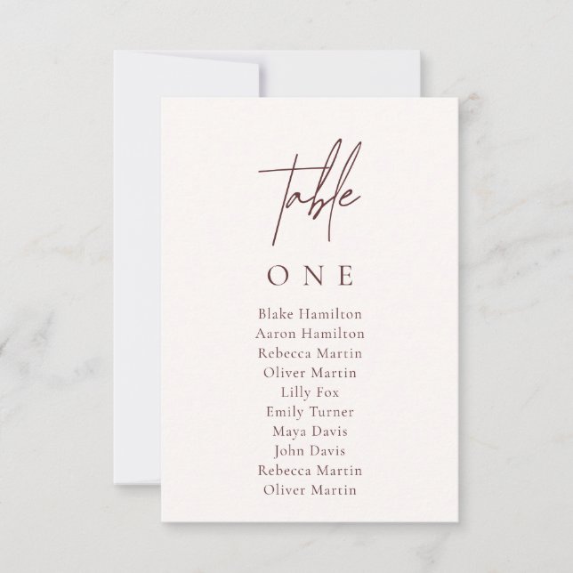 Convites Número da Tabela Mínima de Placas de Casamento Ele (Frente)