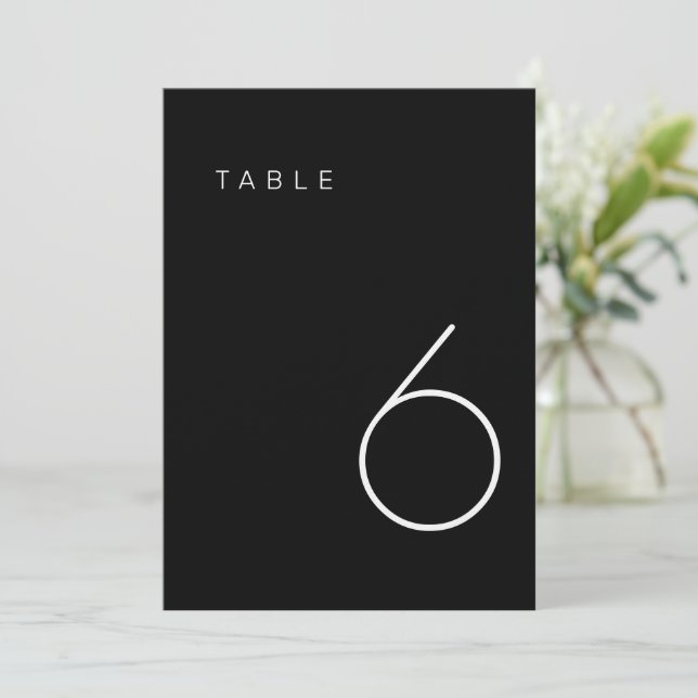 Convites Número da Tabela Mínima Moderna Preta e Branca (Em pé/Frente)