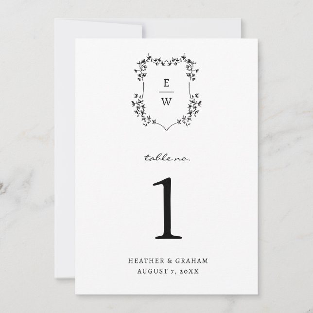 Convites Número da Tabela Monograma (Frente)