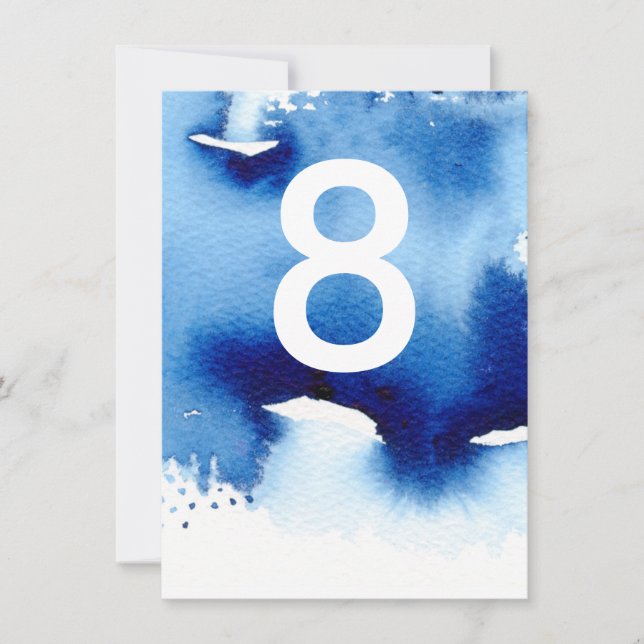 Convites NÚMERO DA TABELA na moda marinho azul-d-água (Frente)