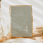 Convites Número da Tabela Verde do Sage do Script Elegante<br><div class="desc">Este número da tabela de casamento apresenta um fundo verde sábio e uma fonte elegante de script. Este cartão de mesa é perfeito para o seu belo evento de casamento temido no jardim. Par com qualquer coisa na Coleção GIANNA para um olhar coeso.</div>
