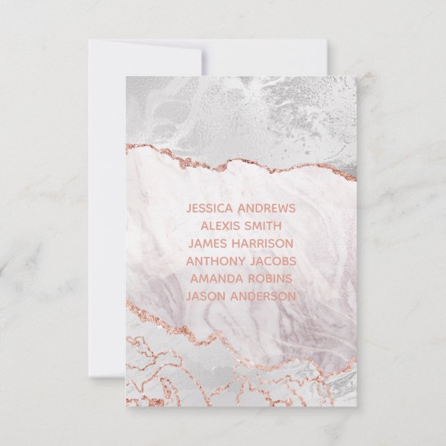 Convites Número de Assento de Mesa Dourado Branco e Rosa Ág (Verso)