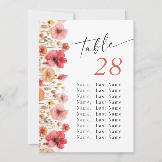 Convites Numero De Casamento De Pastel Pink Boho (Frente)