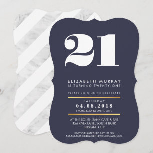 Convites NÚMERO DE IDADE NEGRITA Mínimo de marinho branco 2