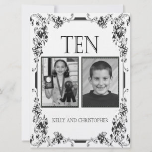 Convites Número de Mesa 10 em Foto Preta e Branca Vintage
