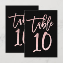 Número de Mesa 10 em Grafite Rosa Dourado Moderno