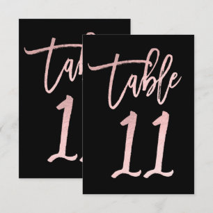 Convites Número de mesa 11 em rosa ouro moderno com folha d