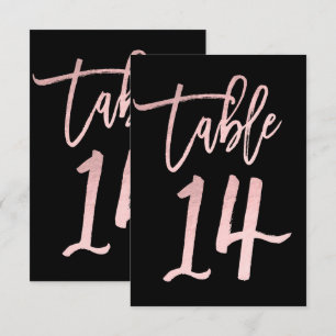 Convites Número de Mesa 14 em Grafite Moderno Rosa Dourado